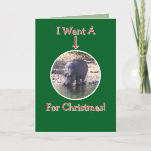 CARTE DE NOËL HUMORISTIQUE/HIPPO/"AU CAS OÙ VOUS A