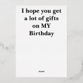 Carte de Noël HUMORISTIQUE pour l'anniversaire de  (Verso)