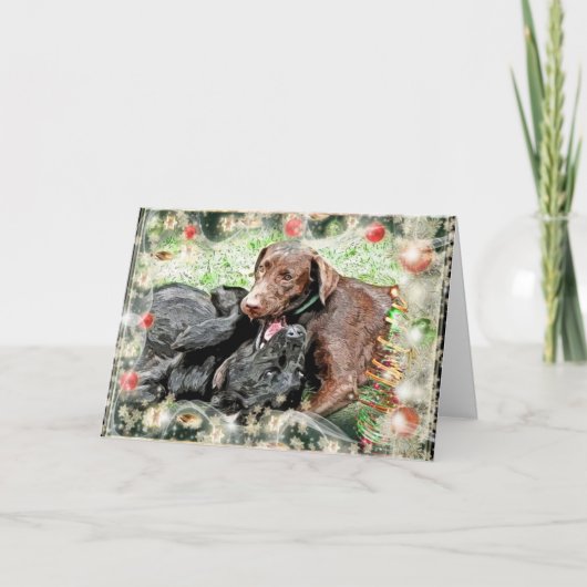 Carte de Noël ~ humour chiot (Devant)