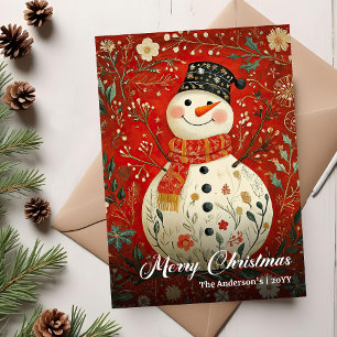 Carte de Noël imprimable nostalgique de bonhomme d