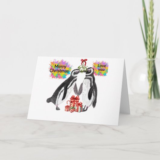 Carte de Noël In Love Penguins (Devant)