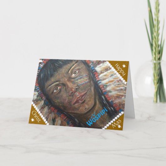 Carte de Noël indienne Wospipi américaine. (Devant)