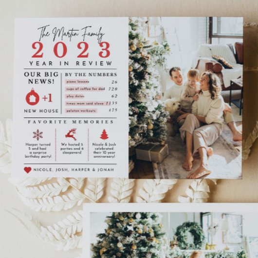 Carte de Noël Infographie Bilan de l'année écoulée