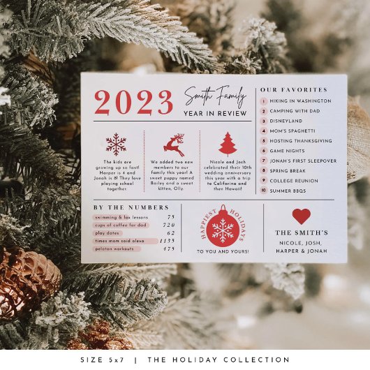 Carte de Noël Infographie de l'année de vacances