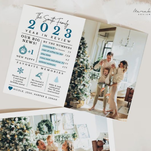 Carte de Noël Infographie de l'année de vacances