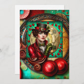 Carte de Noël inspirée par la dame Steampunk (Devant / Derrière)