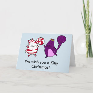 Carte de Noël intérieure de chat de blanc de Noël