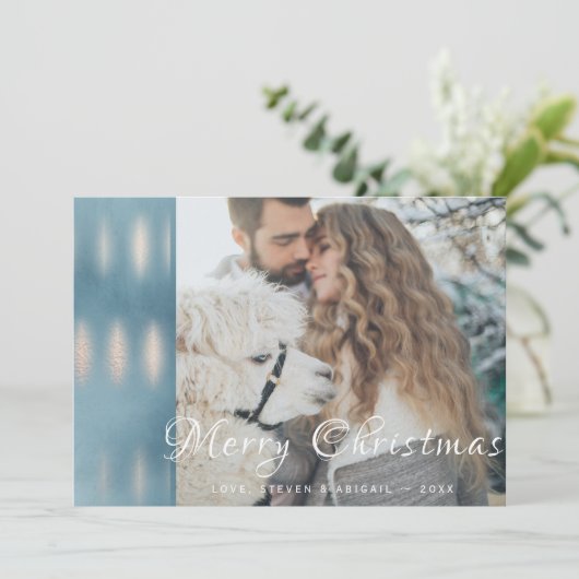 Carte de Noël Iridescente couleur bleu (Debout devant)