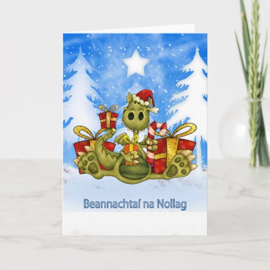 Carte de Noël irlandaise - Cute Dragon - Beannacht (Devant)