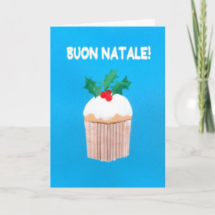 Carte de Noël, Italien, Cupcake avec Holly