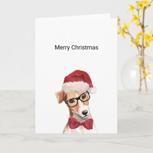 Carte de Noël Jack Russell (Fleur jaune)