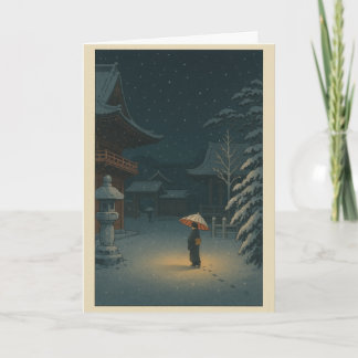 Carte de Noël japonaise Ukiyo-e Temple