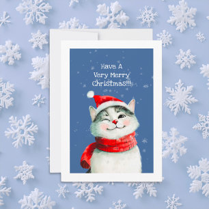 Carte de Noël jolie Kitty Merry