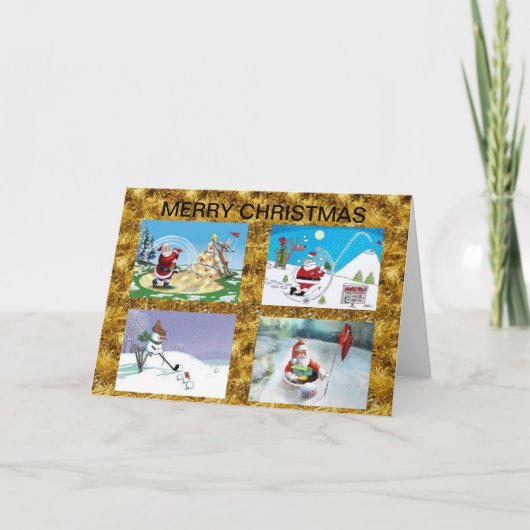 Carte de Noël jouante au golf de Santa (Devant)