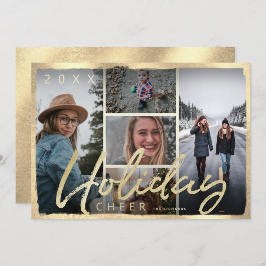 Carte de Noël Jour de Noël Jour d'or (Devant / Derrière)