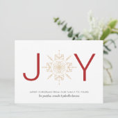 Carte de Noël JOY flocon de neige doré (Debout devant)