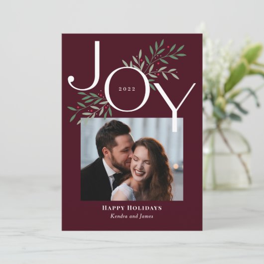 Carte de Noël Joy Photo Holiday Card (Debout devant)