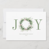 Carte de Noël Joy Sweet Watercolor Wreath (Devant)