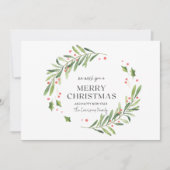 Carte de Noël Joyeuse Aquarelle verte et rouge (Devant)