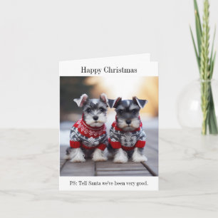 Carte de Noël joyeuse aux chiots Schnauzer