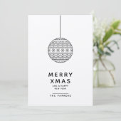 Carte de Noël joyeuse avec boule de Noël noir et b (Debout devant)