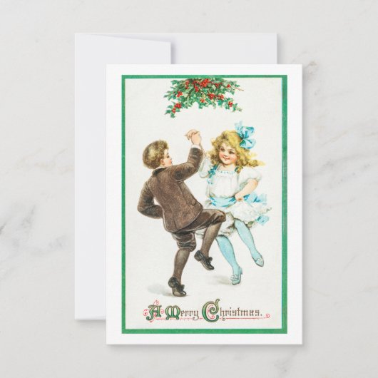 Carte de Noël joyeuse avec des enfants qui dansent (Devant)