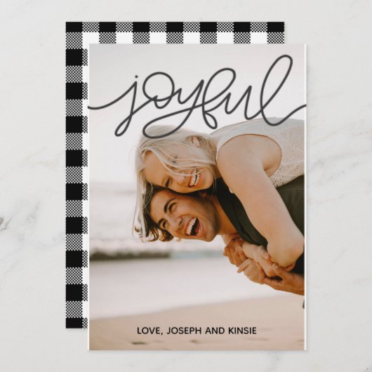 Carte de Noël Joyeuse avec Plaid (Devant / Derrière)