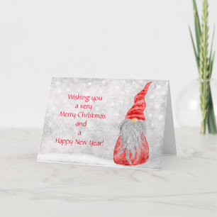 Carte de Noël joyeuse avec un gnome mignon