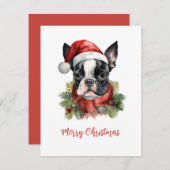 Carte de Noël Joyeuse Boston Terrier (Devant / Derrière)
