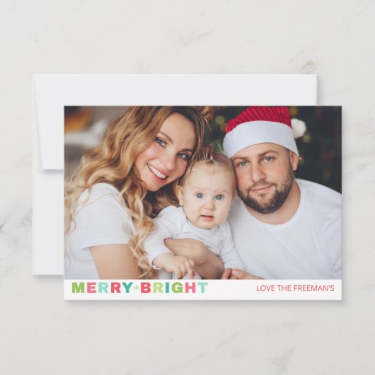 Carte de Noël Joyeuse + Bright One Photo (Devant)