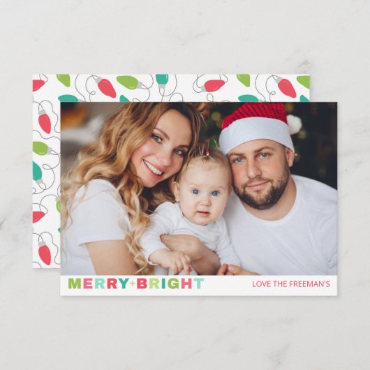 Carte de Noël Joyeuse + Bright One Photo (Devant / Derrière)