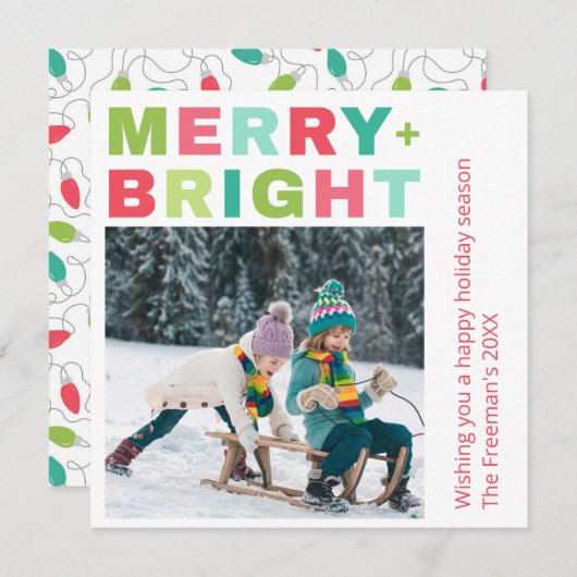 Carte de Noël Joyeuse + Bright One Photo (Devant / Derrière)