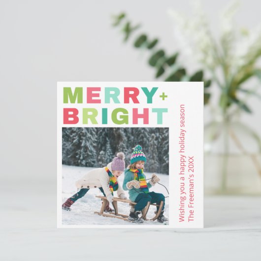 Carte de Noël Joyeuse + Bright One Photo (Debout devant)