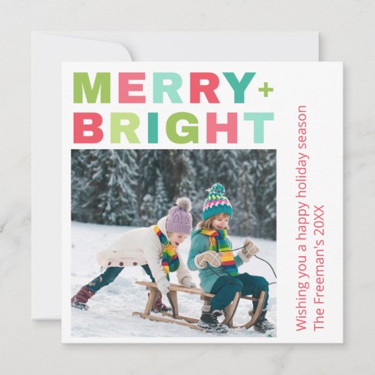 Carte de Noël Joyeuse + Bright One Photo (Devant)