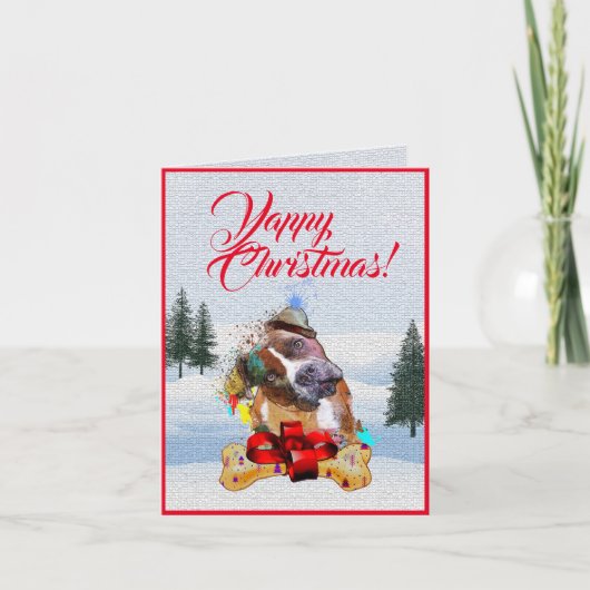 Carte de Noël Joyeuse de chien Pittie (Devant)