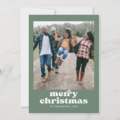 Carte de Noël Joyeuse de la famille Photo verte (Devant)