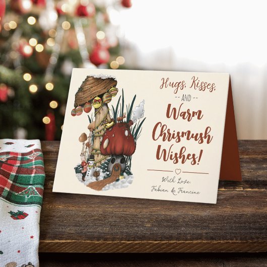 Carte de Noël Joyeuse de la maison de champignons