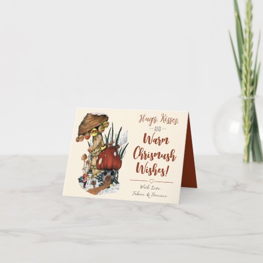 Carte de Noël Joyeuse de la maison de champignons  (Devant)