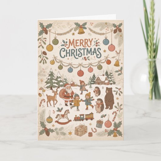 Carte de Noël joyeuse des Animaux de la Forêt (Devant)