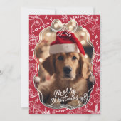 Carte de Noël Joyeuse dessinée à la main rouge (Dos)