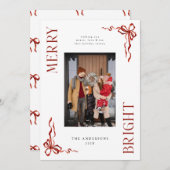 Carte de Noël Joyeuse et Bright Red Bow (Devant / Derrière)