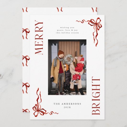Carte de Noël Joyeuse et Bright Red Bow (Devant / Derrière)