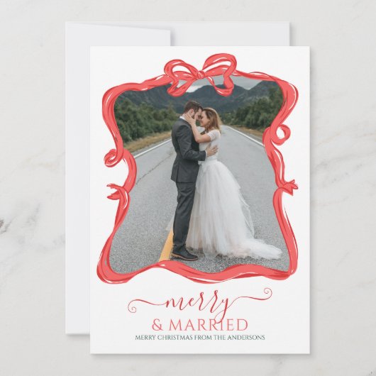 Carte de Noël Joyeuse et Mariage mariée (Devant)