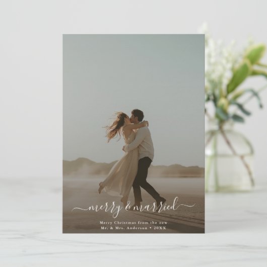 Carte de Noël Joyeuse et Mariée (Debout devant)