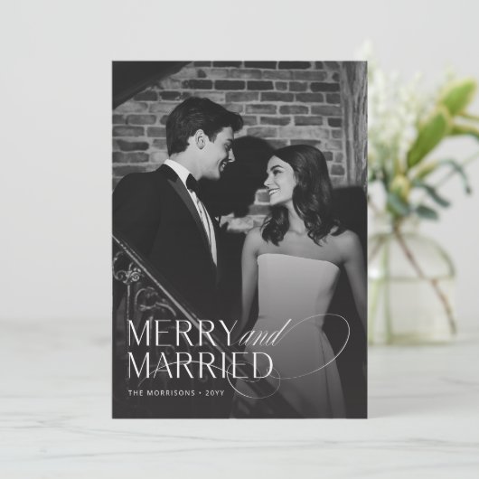 Carte de Noël Joyeuse Et Mariée (Debout devant)