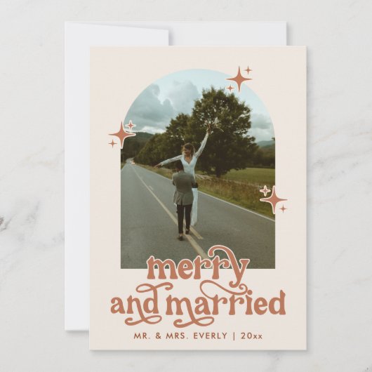 Carte de Noël Joyeuse et mariée Boho (Devant)