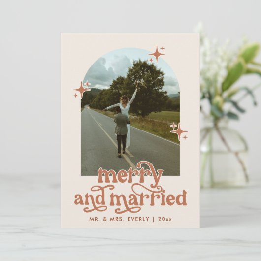 Carte de Noël Joyeuse et mariée Boho (Debout devant)