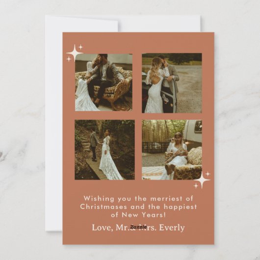 Carte de Noël Joyeuse et mariée Boho (Dos)