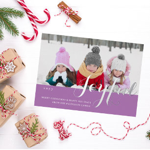 Carte de Noël Joyeuse Famille Photo Script Moderne