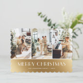 Carte de Noël Joyeuse Photo Blanc Or Moderne (Debout devant)